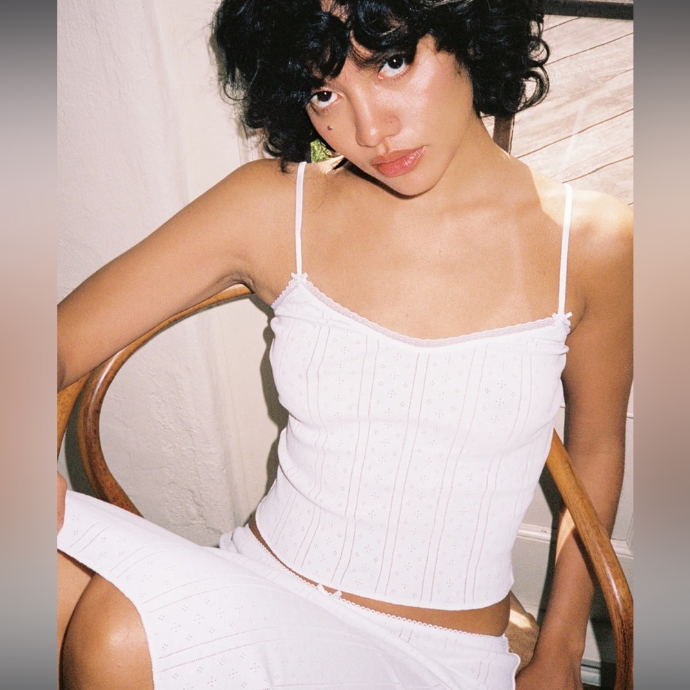 NWOT Cou Cou Intimates The Long Cami - White Pointelle